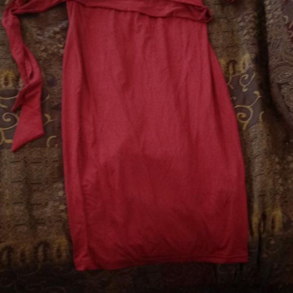 CBR Rose colored dress off shoulder 1 sleeve - Picture 3 of 16
